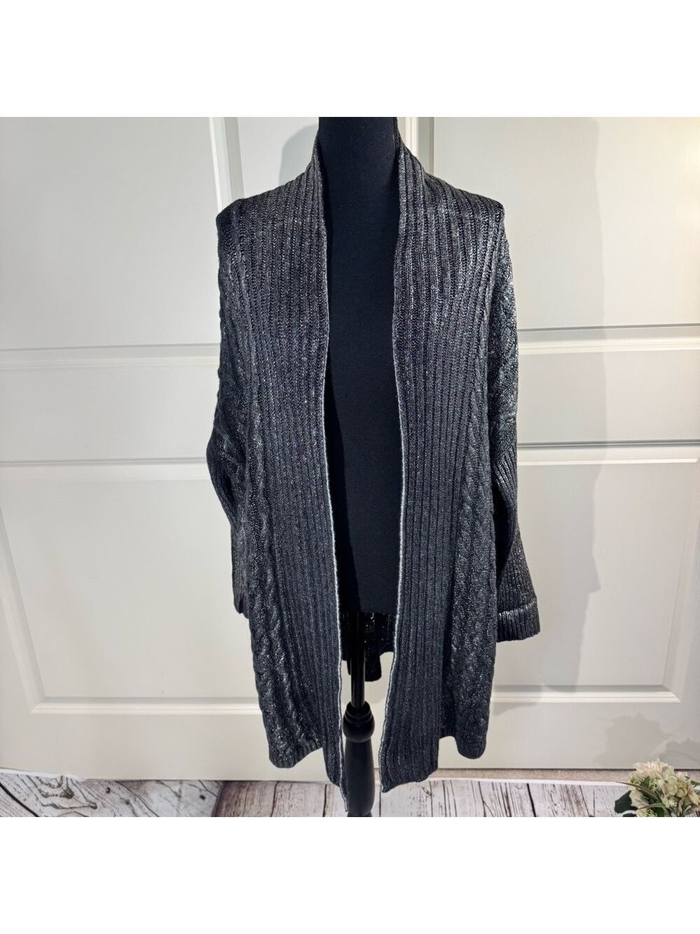 Avant Toi Open-Front Wool/Cashmere Cardigan - Charcoal Gray XS